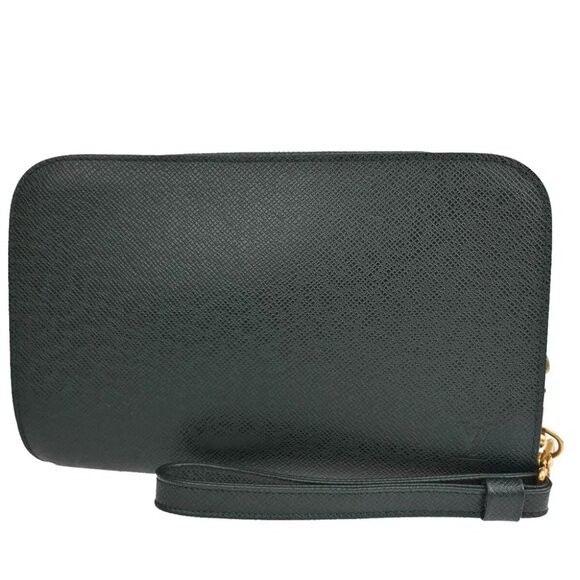 LOUIS VUITTON LV Logo BAIKAL Clutch Hand Bag Taiga Leather Epicea M30184 04YE069 - Picture 1 of 15